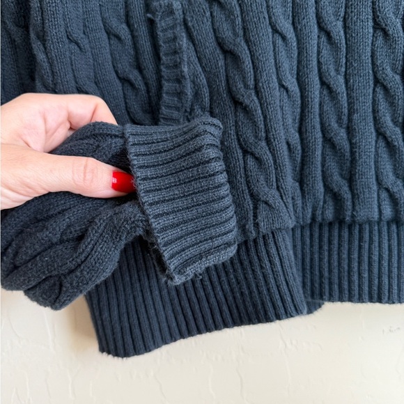 Ralph Lauren Navy Blue Cableknit Hooded Button Henley Hoodie Sweater Large y2k - Picture 5 of 10